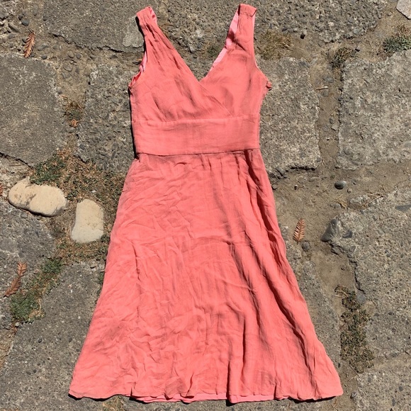 J. Crew vintage silk coral side zip fully lined flowy mid length dress - Picture 12 of 16